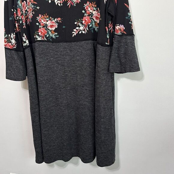 Cato Est 1946 Dress Plus 18 Knit Floral 3/4 Sleeve Boho Party Gray Fall Trendy - Picture 8 of 9